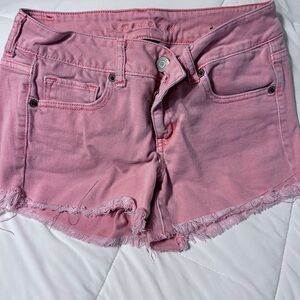 American Eagle Outfitters Pink Frayed Jean Shorts